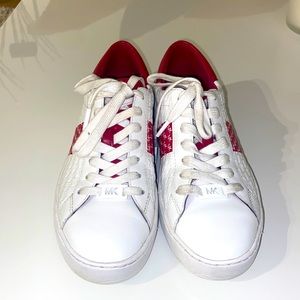 White and Red Michael Kors snickers, size 6.5 in good conditions